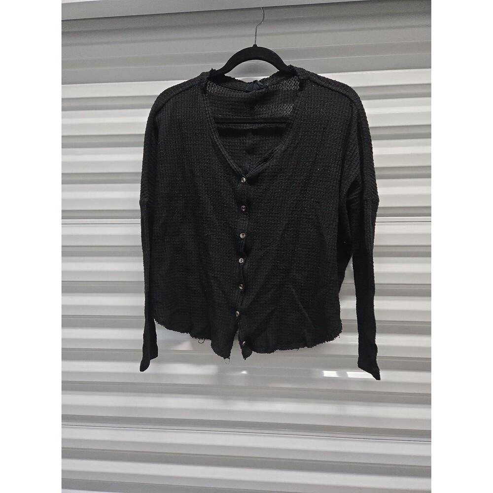 Out from Under Jojo oversized thermal cardigan long sleeve tee buttons size XS